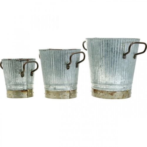 gjenstander Plantekasse metall med håndtak vintage dekorasjon Ø26/20/17cm sett med 3