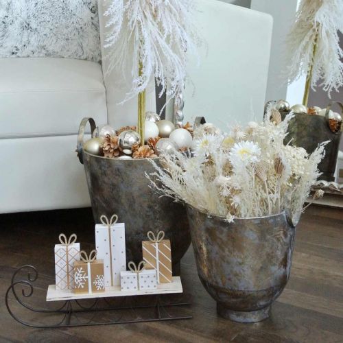 Floristik24 Antik plantekasse med håndtak Dekorativ pottemetall Ø31 / 25cm, sett med 2