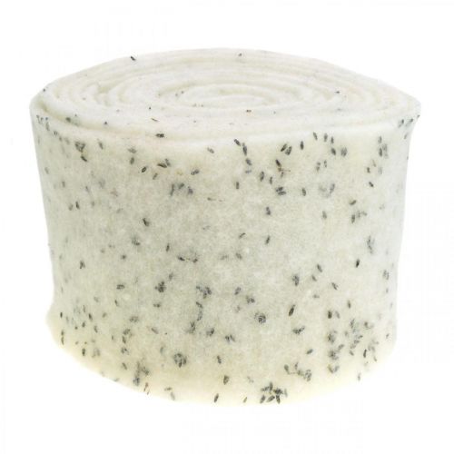 Floristik24 Filtbånd med lavendelblomster, dekorbånd, pottebånd, ullfilt kremhvit 15cm 5m