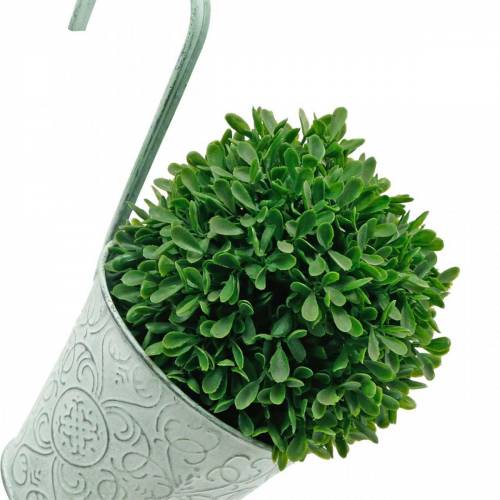 gjenstander Blomsterpotte for oppheng av vintage look plantepotte grønn hvit vasket Ø11,5cm