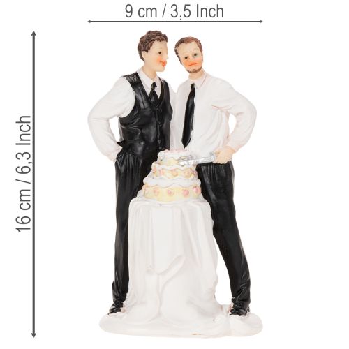 Kaketopper av et mannlig par med kake, 16,5 cm | Floristik24.no