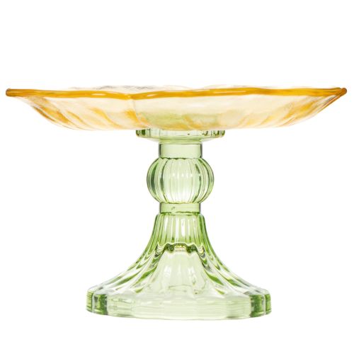 gjenstander Dekorativ glassplate med fot, blomsterdesign, ideell for festlig presentasjon, 15 cm