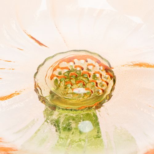 gjenstander Dekorativ glassplate med fot, blomsterdesign for stilig borddekorasjon og sommerdekor, 15 cm