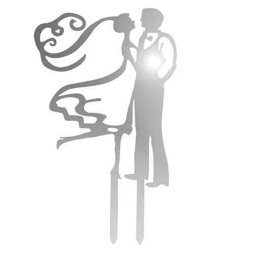 Floristik24 Kakestikker brudepar 17cm sølv 3stk