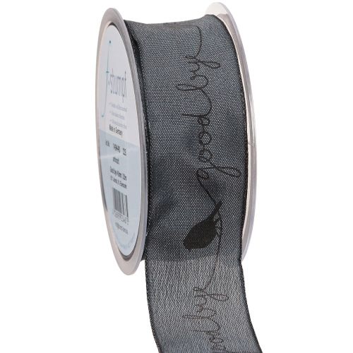 gjenstander Sørgebånd Farvel organzabånd fugler sort 40mm 20m