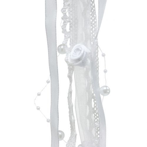 Floristik24 Drømmefanger hjerte hvit 55cm 2stk