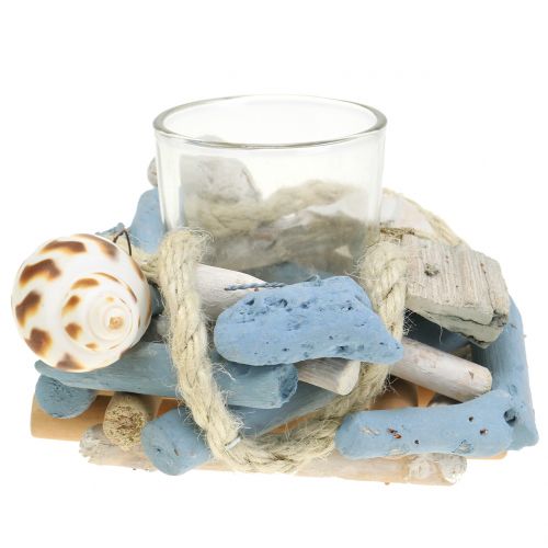 Floristik24 Lysestake laget av drivved med glass telys Ø12cm H8cm