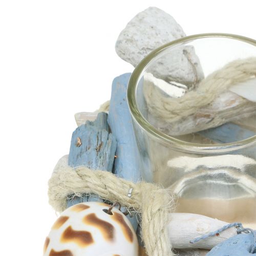 Floristik24 Lysestake laget av drivved med glass telys Ø12cm H8cm