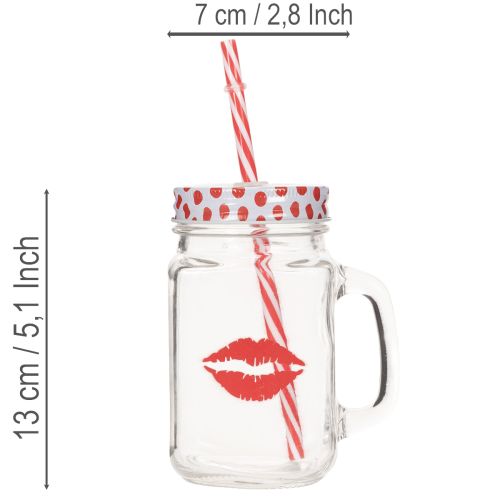 Drikkeglass med lokk og håndtak Ø7 cm H13,5 cm | Floristik24.no