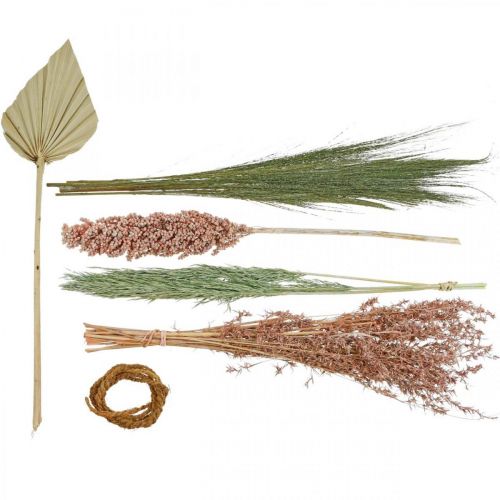 Floristik24 Tørkede blomster eksotisk hvit-rosa miksetørking bukett sett