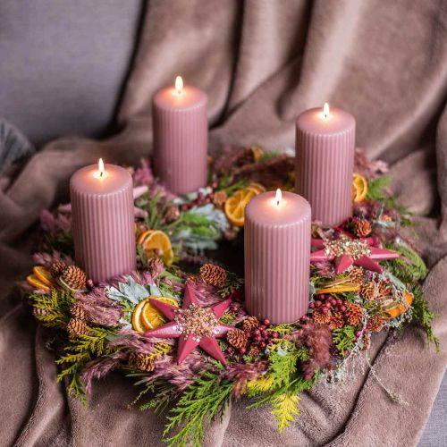 gjenstander Tørt gress Tørket lin Gammelrosa H50–55cm 80g