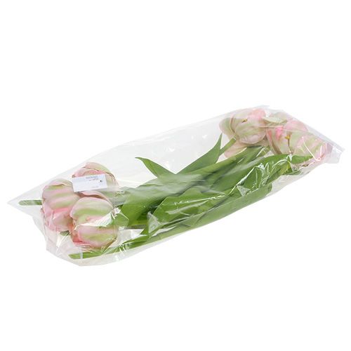 Floristik24 Tulipanrosa, grønn 37cm 6stk