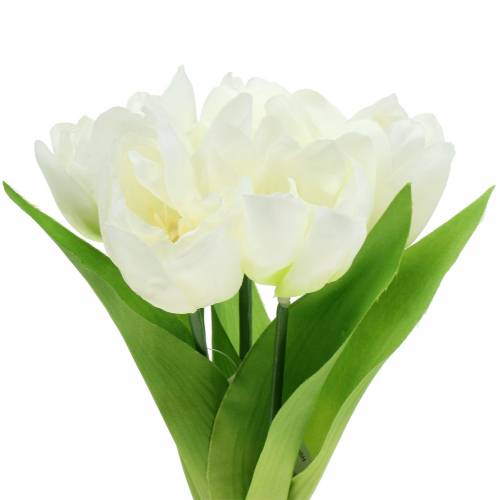 Floristik24 Vårdekorasjon tulipaner i en haug hvit 26,5 cm 5stk