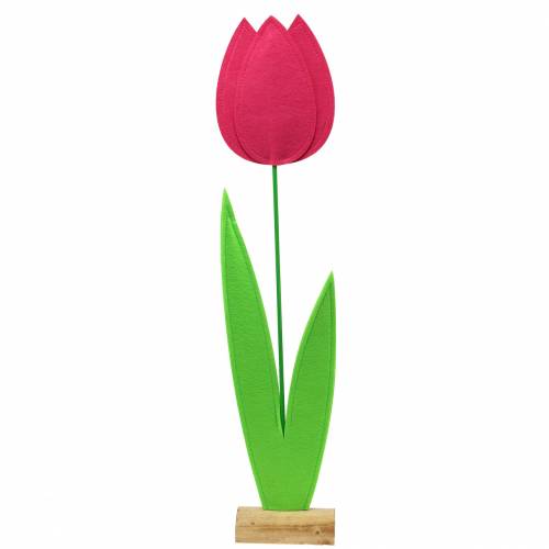Floristik24 Gigantisk filtblomst tulipangrønn, rosa 19,5cm x 24cm H88cm butikkvindudekor