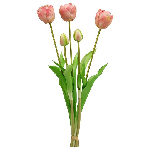 Floristik24 Tulipanbukett rosa Real-Touch L43.5cm 5stk