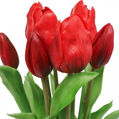 gjenstander Tulipan rød kunstig blomst tulipan dekorasjon Real Touch 38cm bunt med 7 stk