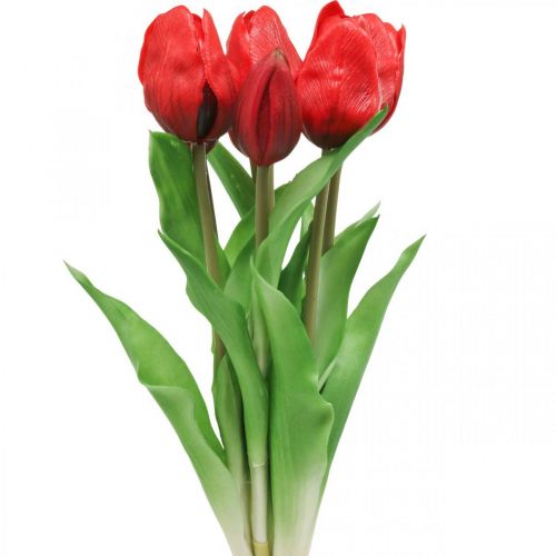 Floristik24 Tulipan rød kunstig blomst tulipan dekorasjon Real Touch 38cm bunt med 7 stk