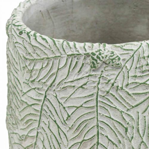gjenstander Plantekar keramikk grønn hvit grå furukvister Ø12cm H17,5cm