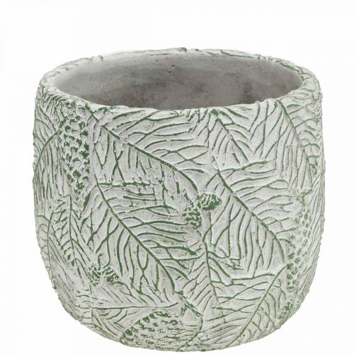 gjenstander Plantekar keramikk grønn hvit grå gran greiner Ø13,5cm H13,5cm