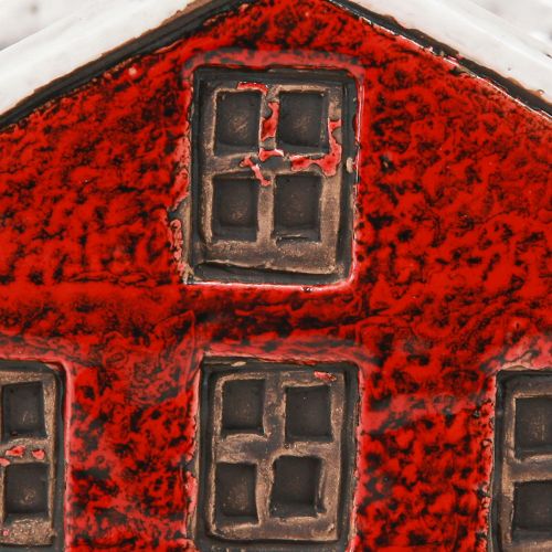 Floristik24 Blomsterpotte i keramikk, adventshus, rød og hvit, 10×10×12 cm