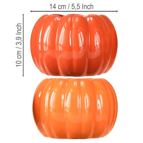 Floristik24 Plantepotte keramisk gresskar oransje assortert Ø14cm H10cm 2 stk