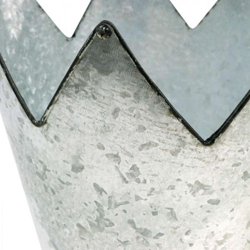 gjenstander Plantekasse krone metalldekor sink Ø21,5/19,5/17cm sett med 3 stk.