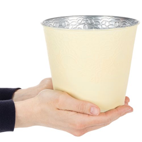 gjenstander Metallplantekasse, pastellgul, Ø16 cm H14 cm