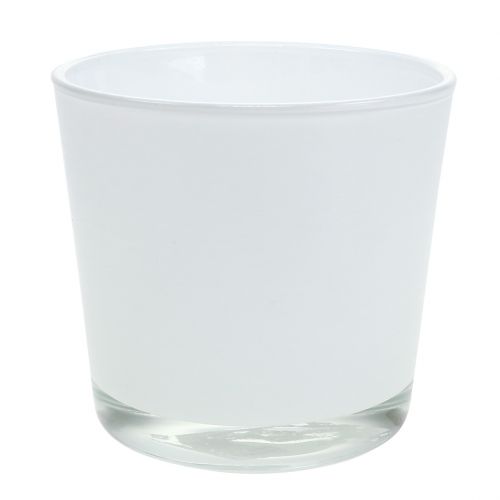 gjenstander Plantekasse i glass hvit Ø11,5cm H11cm