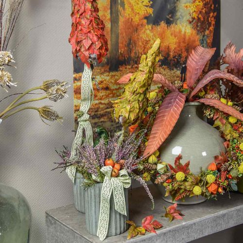 Floristik24 Plantekar Keramisk Grønn Retro Stripet Ø13,5cm H17cm