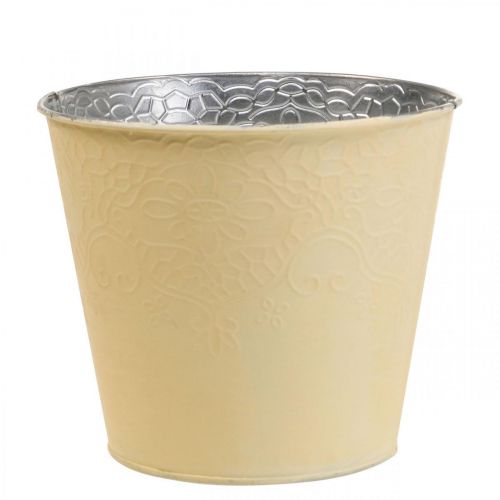 Plantekasse metall blomsterpottepotte pastellgul Ø20cm H16cm