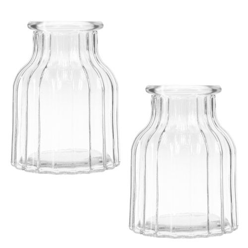 Floristik24 Vase glassriller glassvase dekorativt glass klar Ø11cm H15cm 2stk