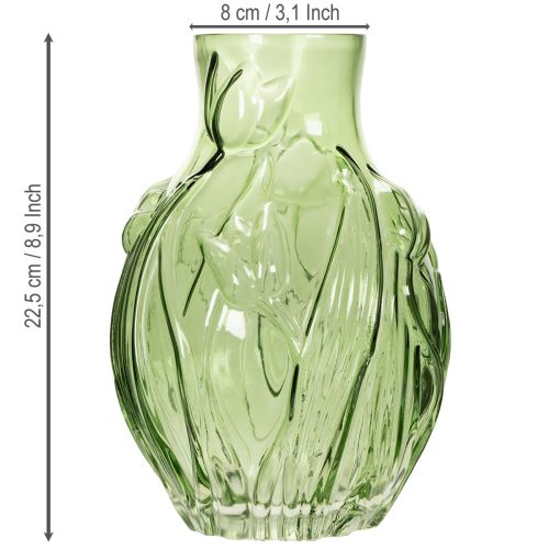 gjenstander Glassvase med preget tulipandesign for interiørdekorasjon, 22,5 cm