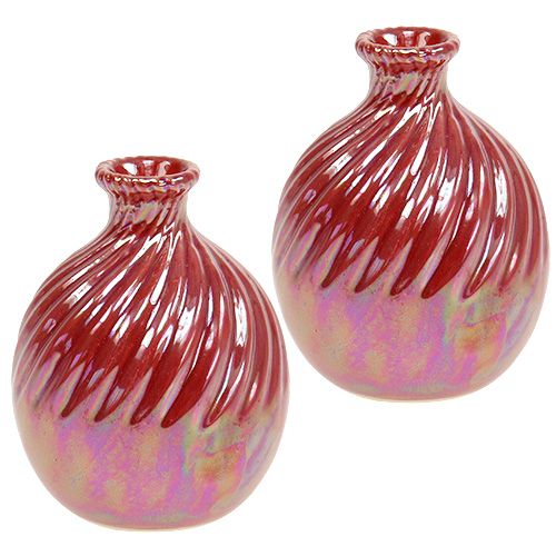 Floristik24 Vase, mini vase perlemor rød Ø7,5cm H10cm 6stk