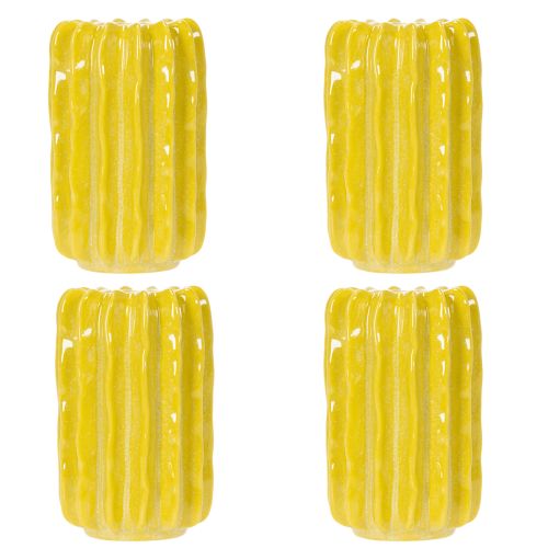 gjenstander Kaktusvase i keramikk, rillet strukturdesign for moderne livsstil, 13 cm, 4 deler