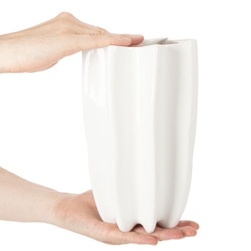Ribbet vase, høy dekorativ vase for tørkede blomster, 24 cm | Floristik24.no