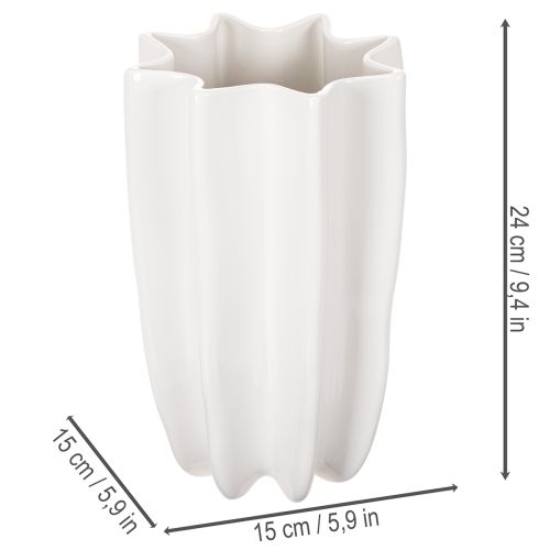Ribbet vase, høy dekorativ vase for tørkede blomster, 24 cm | Floristik24.no