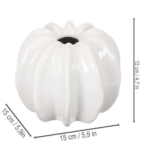 Gresskarvase i keramikk, hvit, til hjemmedekorasjon, 15 cm | Floristik24.no