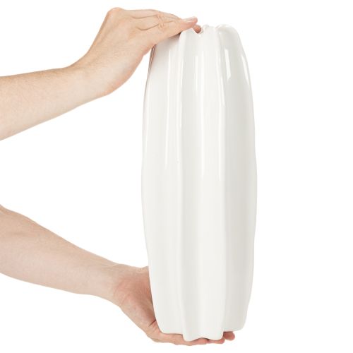 Ribbet vase, moderne keramisk vase for tørkede blomster, 40 cm | Floristik24.no