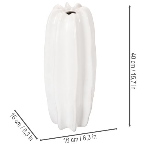 Ribbet vase, moderne keramisk vase for tørkede blomster, 40 cm | Floristik24.no