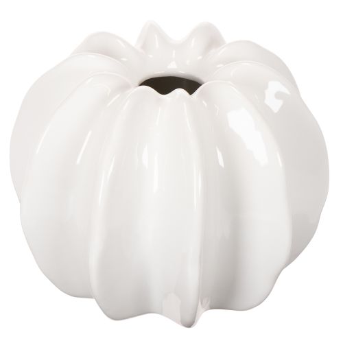 Gresskarpyntvase, blank, høstdekorasjon til stue, 19 cm