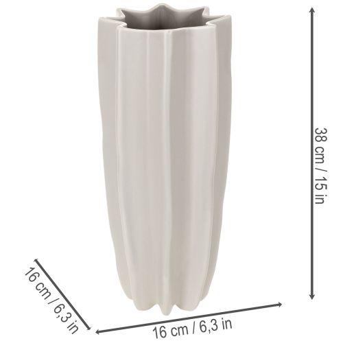 Moderne ribbet vase, høy dekorativ vase for tørkede blomster, 38 cm | Floristik24.no