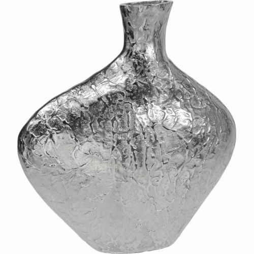 Dekorativ vase metall hamret blomstervase sølv 24x8x27cm
