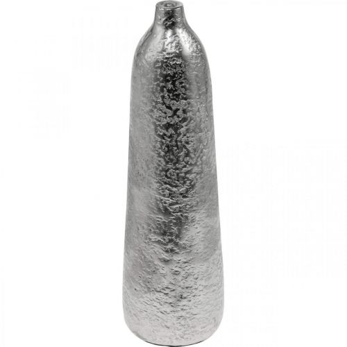 Dekorativ vase metall hamret blomstervase sølv Ø9,5cm H32cm