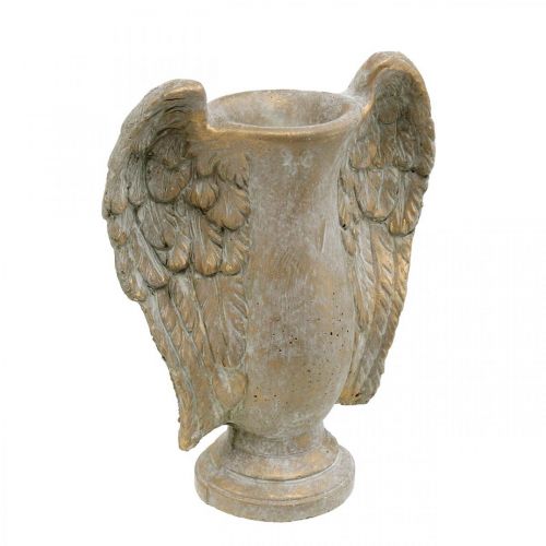 Floristik24 Dekorativ vase laget av betong, amfora med englevinger gylden vintage look B20,5cm H26cm