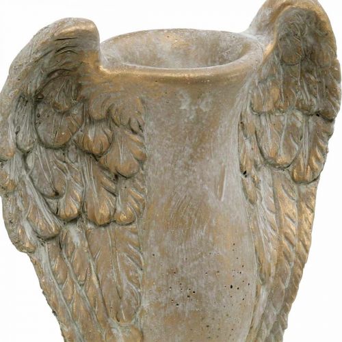 Floristik24 Dekorativ vase laget av betong, amfora med englevinger gylden vintage look B20,5cm H26cm