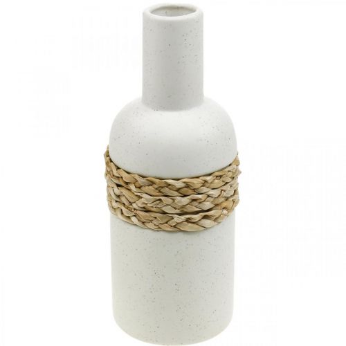 Floristik24 Blomstervase hvit keramikk og sjøgress vase bordpynt H22,5cm