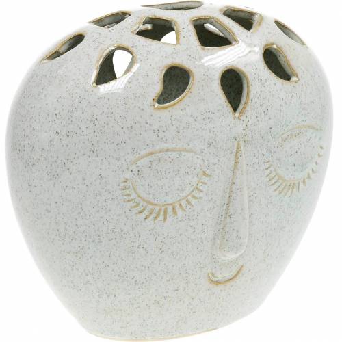 Floristik24 Vase med ansiktskrem, beige H18cm steintøy 1p