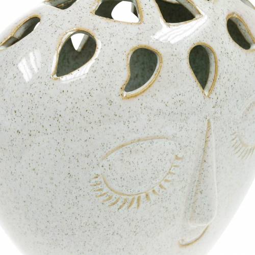 Floristik24 Vase med ansiktskrem, beige H18cm steintøy 1p