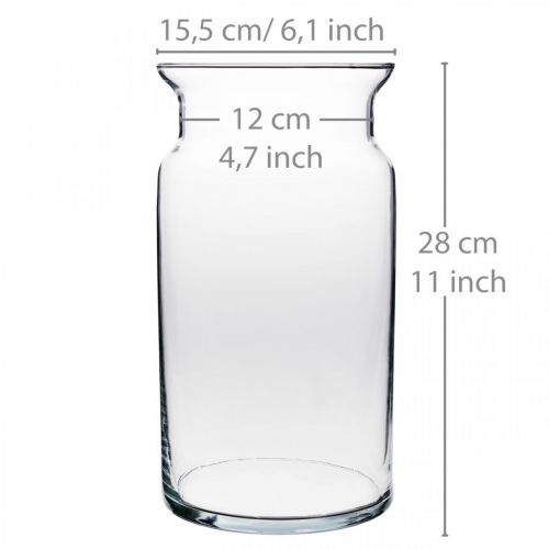 Floristik24 Glassvase, dekorativ vase, lysglass Ø15,5cm H28cm