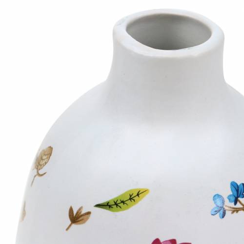 Floristik24 Dekorativ vase hvit floral Ø11cm H17,5cm
